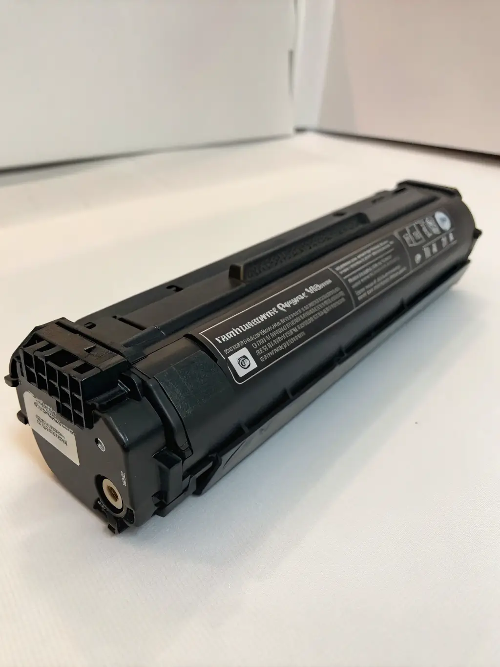 An image of a sleek black toner cartridge with a clean background, highlighting its brand and compatibility labels.